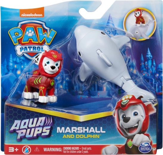 Paw Patrol Aqua Pups – figurka Marshall a delfín s pohyblivým ocasem