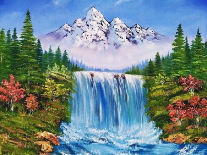 Norimpex diamantové malování Hora nad vodopádem na podzim 30 × 40 cm