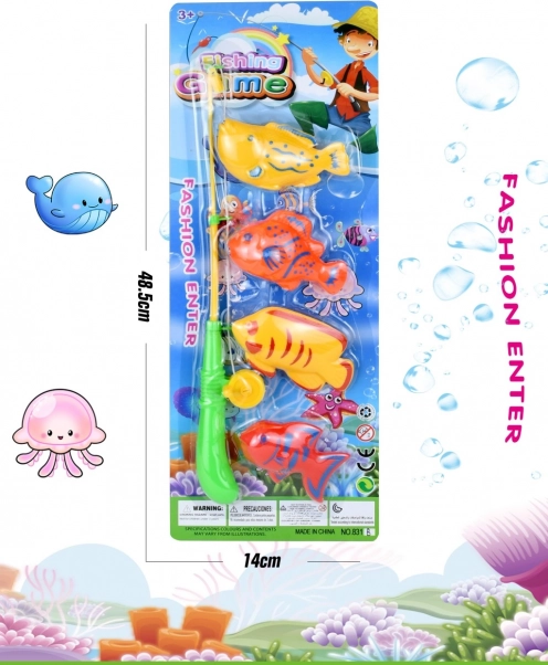 Sada pro rybaření s prutem a třemi rybami