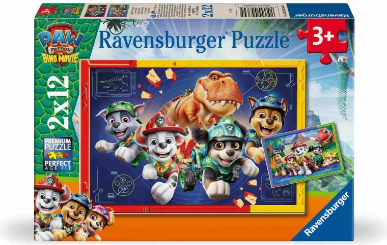 Ravensburger Tlapková patrola: Dinosauří film – puzzle 2×12 dílků
