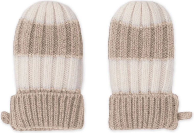 Lodger merino rukavice stripe béžové 0–12 měsíců