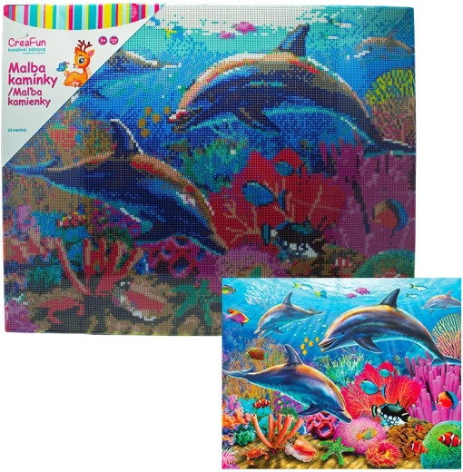 Diamantové malování – delfíni 40 × 50 cm