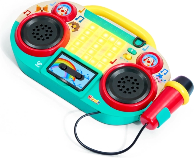 Pixelz boombox rádio s mikrofonem se světelnými a zvukovými efekty