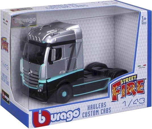 Model nákladního vozu Mercedes-Benz Actros Street Fire Haulers Custom v měřítku 1:43