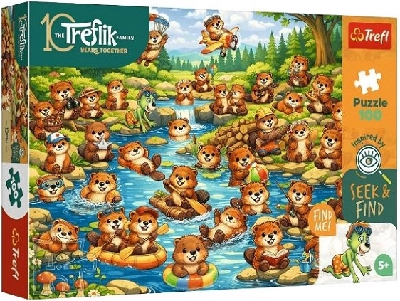 Trefl puzzle seek & find bobři v akci 100 dílků