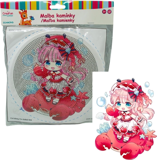Diamantové malování s rámem – panenka v červené 20 cm
