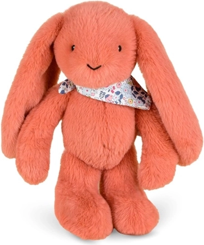 Doudou plyšový králíček s květovaným šátkem terakotový 35 cm