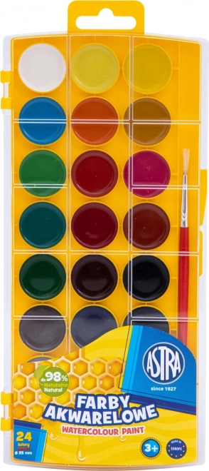 Vodové barvy ASTRA 24 ks Ø 25 mm se štětcem