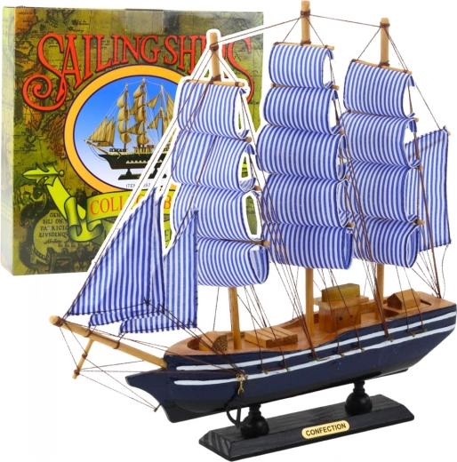 Dekorativní model plachetnice Bílo-Modrá 33x31 cm