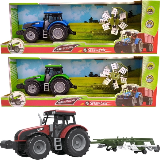 Farmářský traktor s obracečem sena se zvuky a světly