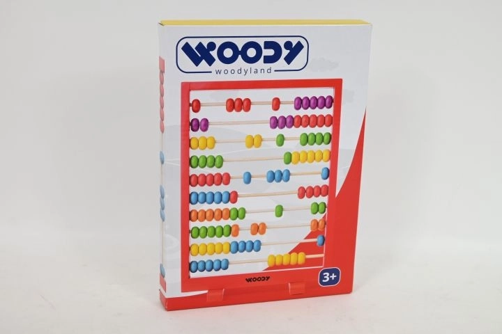 WOODYLAND Dřevěné počítadlo s červeným rámem