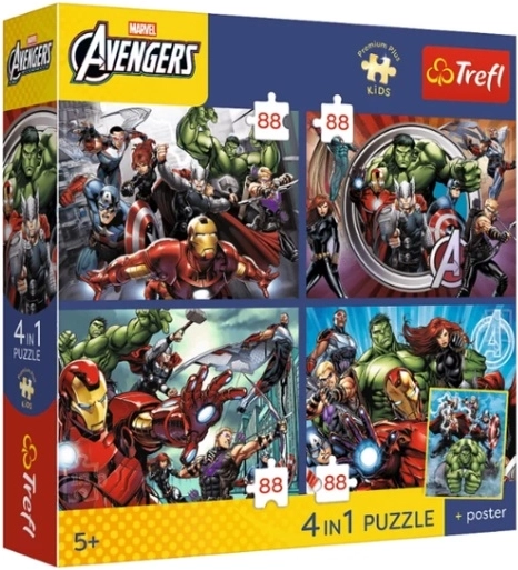 Puzzle premium plus kids Avengers: hrdinové jsou mezi námi (4x88 dílků)
