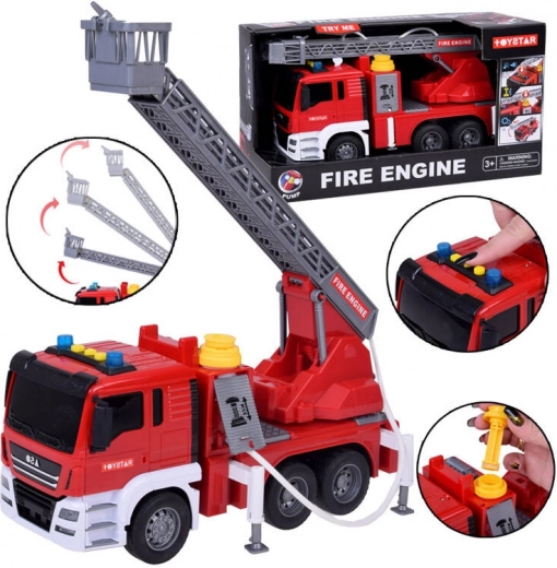 Hasičské auto s vodní pumpou, světly a zvuky, pohon na setrvačník