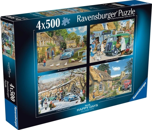 Ravensburger puzzle Happy Days: Vesnický život 4x500 dílků