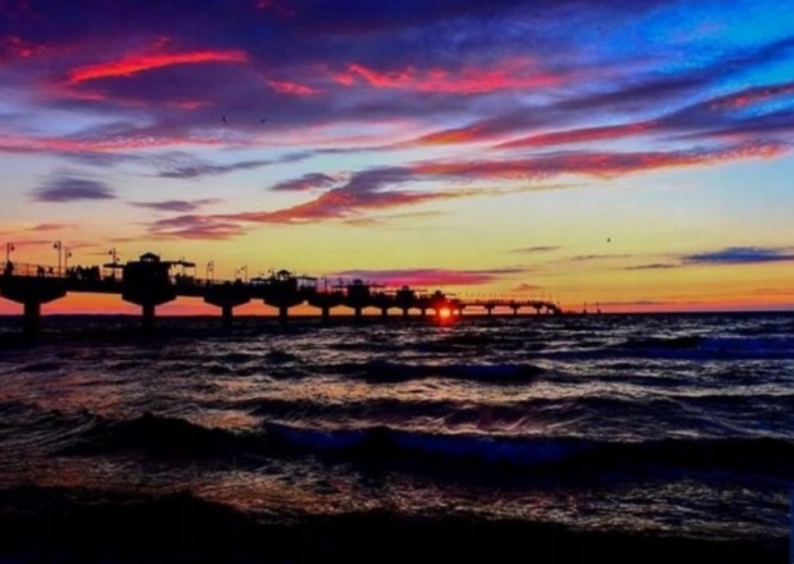 Diamantové malování – západ slunce na mole 30 × 40 cm