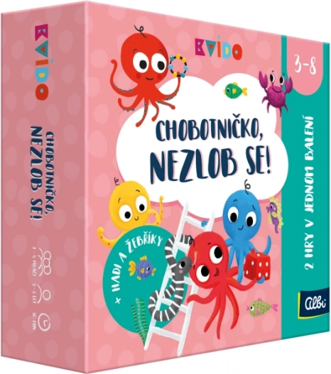 Kvído – Chobotničko, nezlob se a Hadi a žebříky – rodinné stolní hry