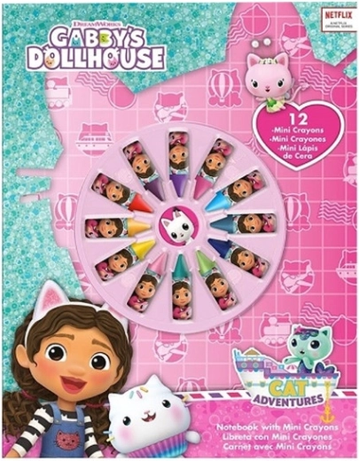 Sada na vybarvování mini pastelky 12 barev Kocí domek Gabi
