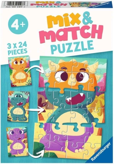 RAVENSBURGER puzzle Mix & Match: roztomilí dinosauři 3×24 dílků