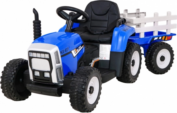 Dětský traktor s přívěsem modrý