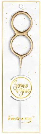 Prskavka číslo 8, zlatá, 16,5 cm