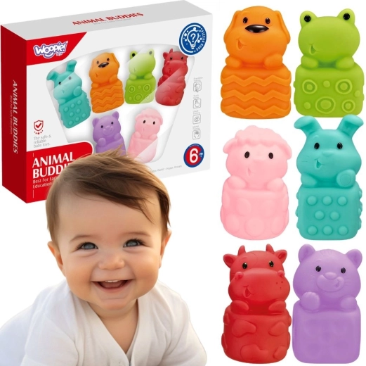 Woopie Baby měkká senzorická zvířátka do koupele - 6 ks