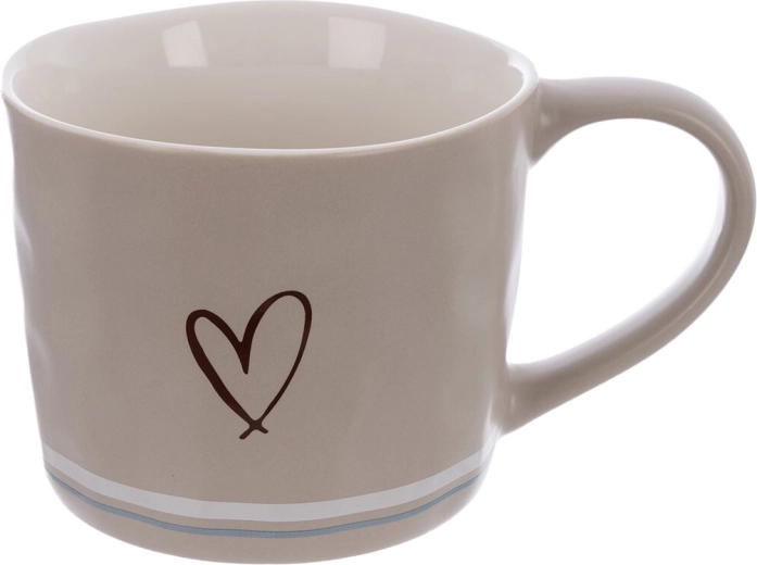 Porcelánový hrnek s motivem srdce 0,4 l béžový