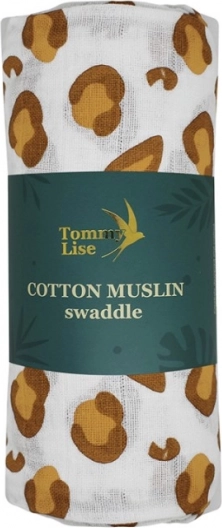 Tommy Lise bavlněná mušelínová plena bílý leopard 120 × 120 cm