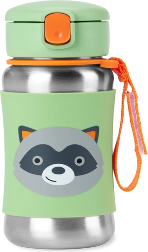 Skip Hop Spark Style nerezová láhev s brčkem na vodu medvídek mýval 350 ml 12m+