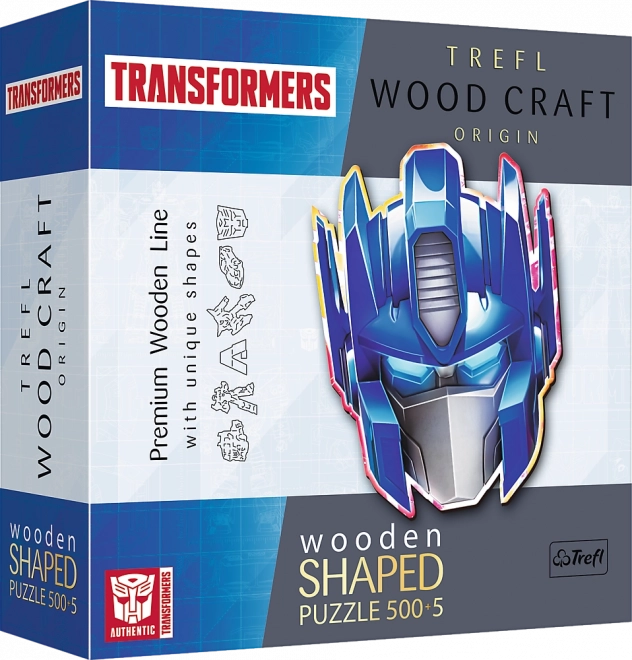 Dřevěné oboustranné puzzle TREFL Wood Craft Origin Transformers Optimus Prime, 505 dílků