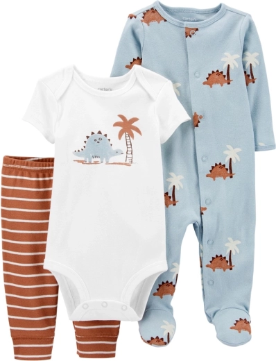 Carter's set pro chlapečka: body s krátkým rukávem, overal a tepláky Blue Dino, vel. 56
