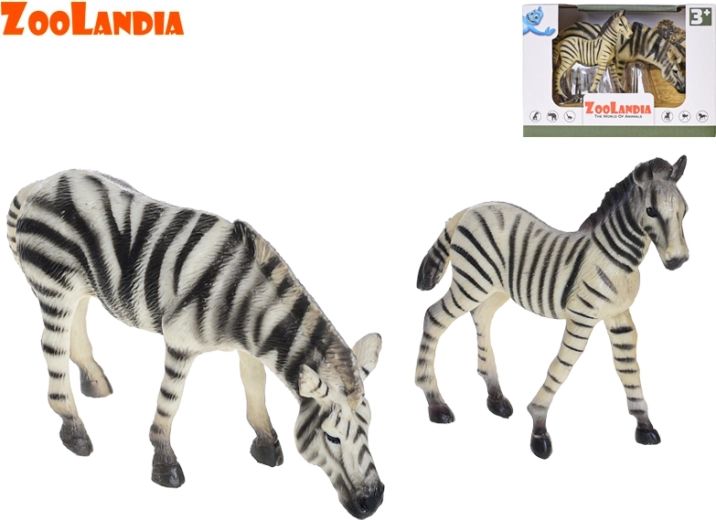 Zebra s mládětem – sada plastových figurek ZOOLANDIA