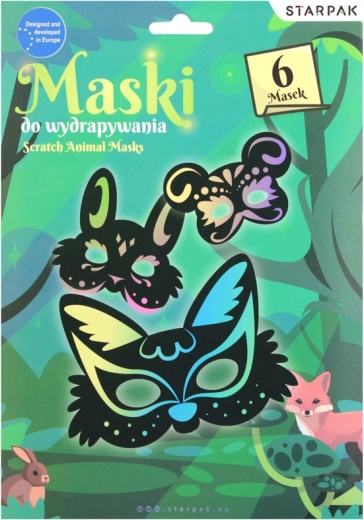 Zoškrabovací masky – kreativní sada 6 ks + bambusový stylus