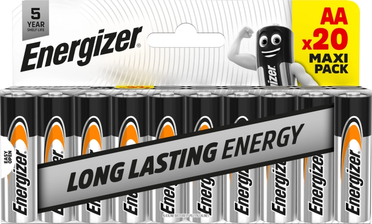 Energizer Everyday AA alkalické baterie 1,5 V – balení 20 ks
