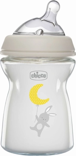 Chicco kojenecká láhev Natural Feeling skleněná 250 ml antikolik, neutrální, 0m+