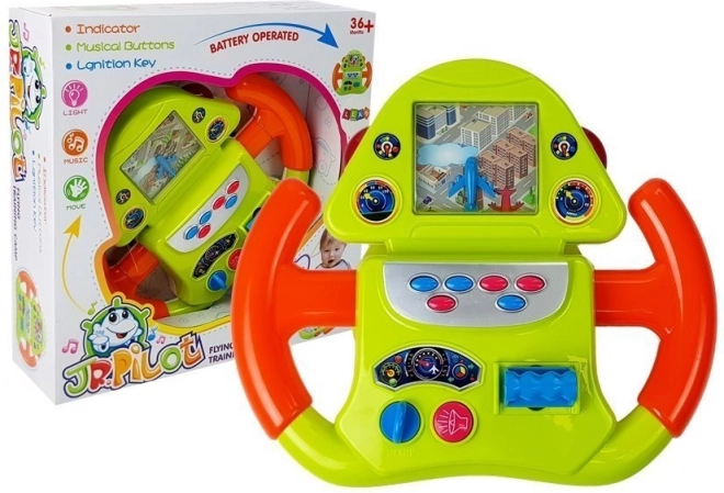 Interaktivní letecký simulátor volant se zvukovými a světelnými efekty