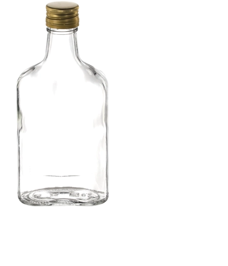 Plochá láhev 250 ml se šroubovacím uzávěrem Fi 28 (balení 12 ks)