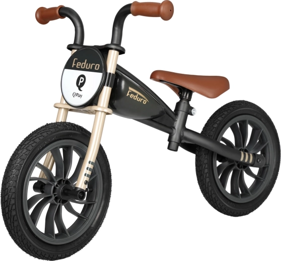 Odrážedlo QPLAY Feduro black/golden pro děti 3–6 let