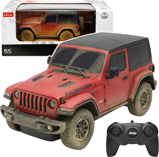 Rastar JEEP Wrangler Rubicon Muddy 1:24 RC – červené terénní auto na dálkové ovládání