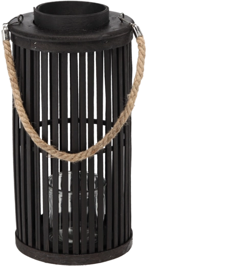 Dřevěný lampion 40 × 20 cm, černý