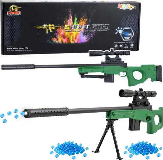 Dětská gelová sniper puška s puškohledem, tlumičem a bipodem