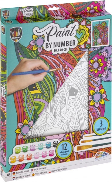 Malování podle čísel – jednorožec, plátno 30 × 40 cm