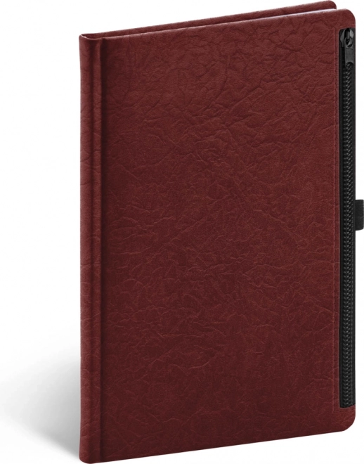 Linkovaný notes s kapsou na zip červený 13 × 21 cm
