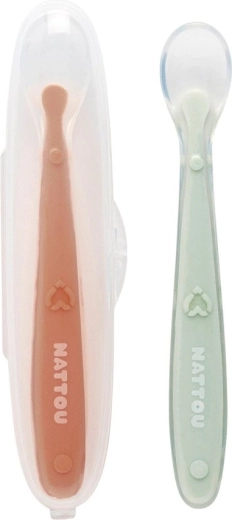 Silikonové lžičky s měkkou špičkou a pouzdrem 2 ks NATTOU