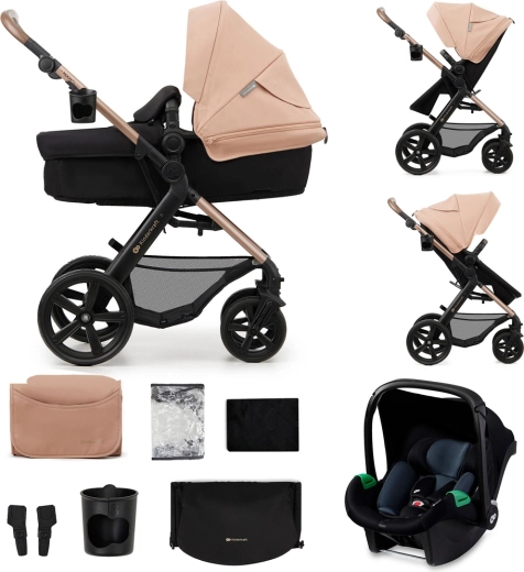 Kinderkraft kombinovaný kočárek Moov 2 3v1 sand beige s pěnovými koly