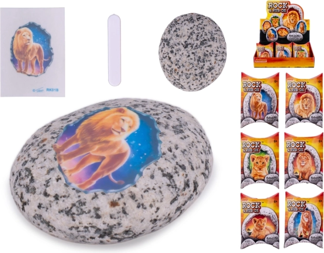 Kamínek se samolepkou – safari lev, kreativní sada pro děti