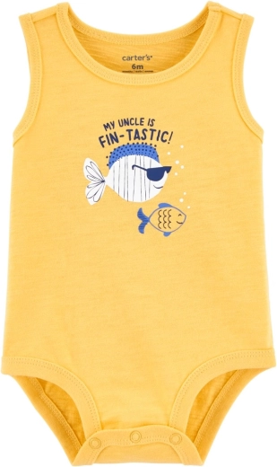 Carter's dětské body bez rukávů Yellow Fish pro kluky, 24 m
