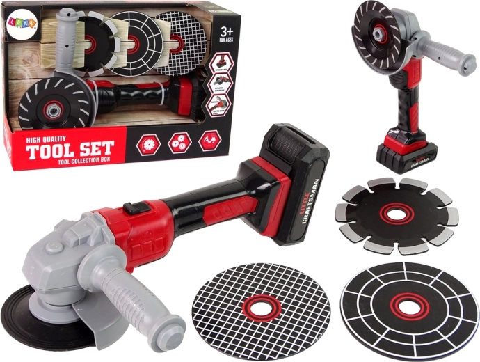 Hračka bruska pro děti DIY nářadí kotouče červená