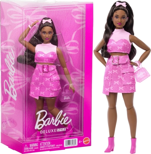Barbie Deluxe Style růžový denim – módní panenka s doplňky