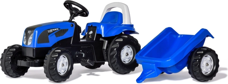 Šlapací traktor Rolly Kid Landini s vlekem modrý