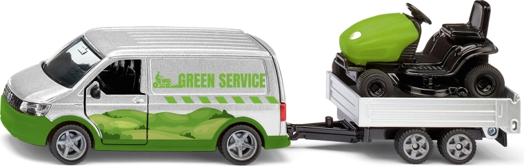 Siku super VW T6 s přívěsem a zahradním traktorem